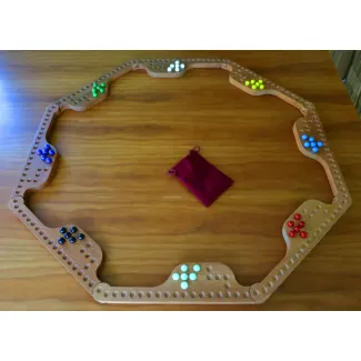8 Player Marbles and Jokers Game With Dark Wood
