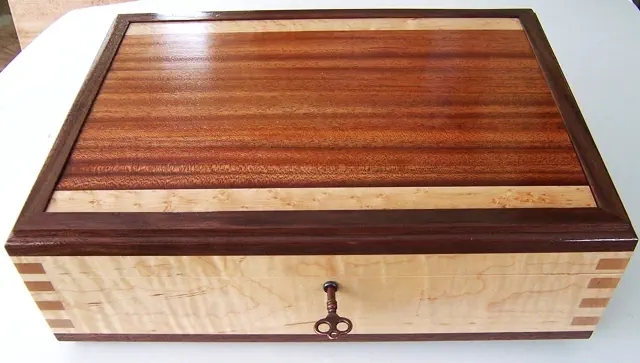wood lock box with wood hinges