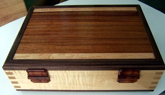 wood lock box with wood hinges
