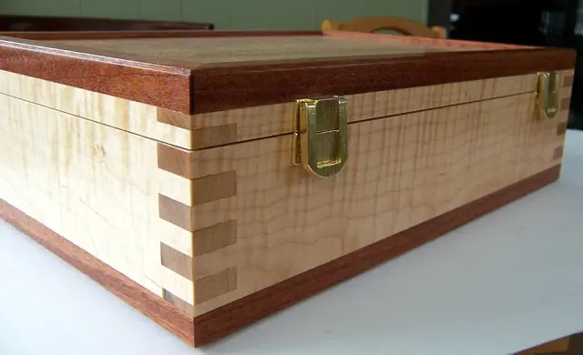 wood lock box with wood hinges