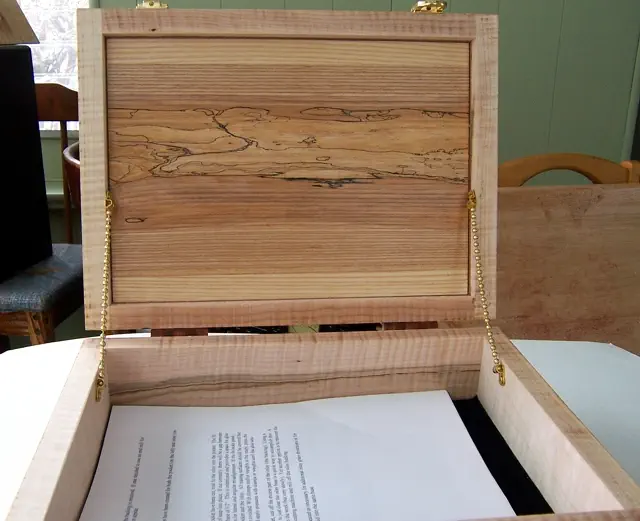 wood lock box with wood hinges