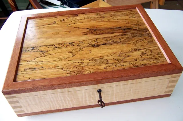 wood lock box with wood hinges