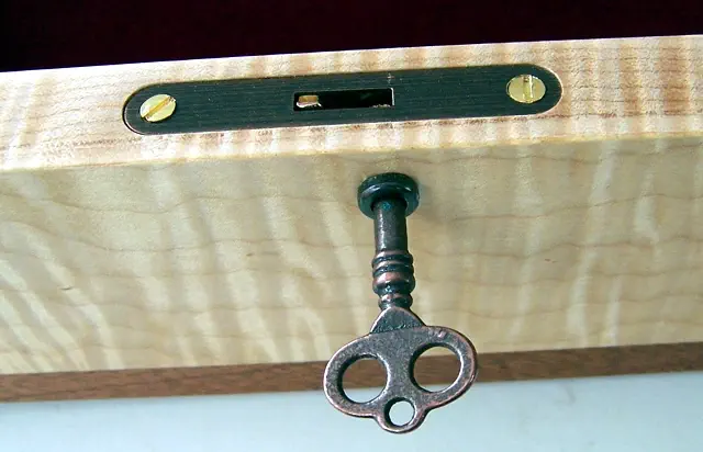 wood lock box with wood hinges