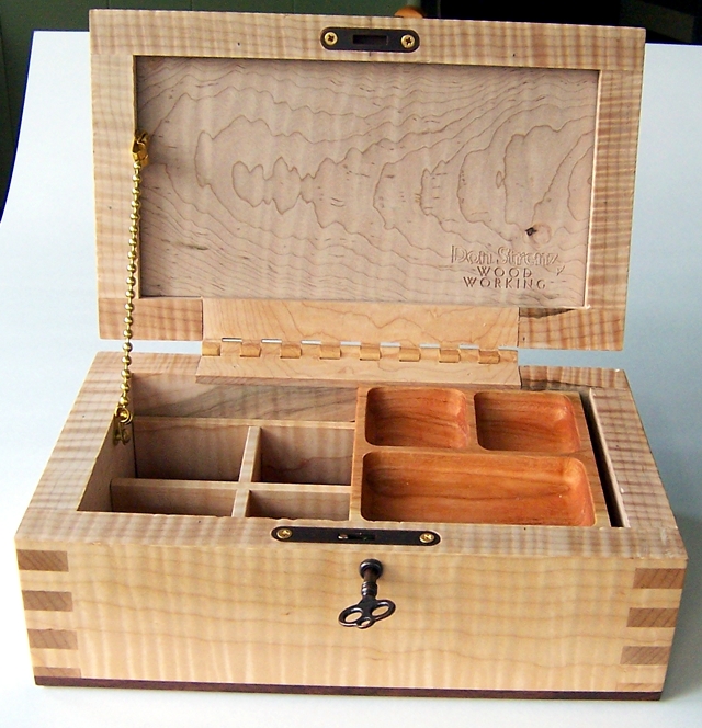 wood lock box with wood hinges