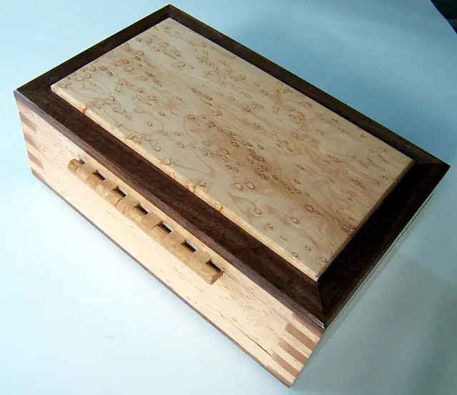 wood lock box with wood hinges
