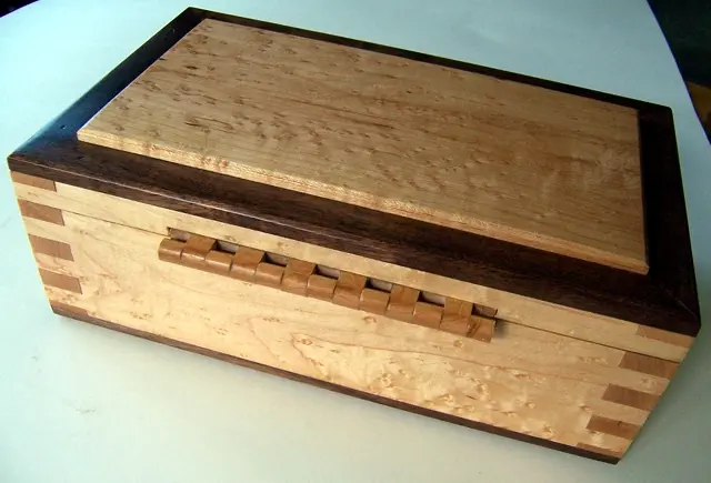wood lock box with wood hinges