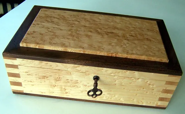 wood lock box with wood hinges