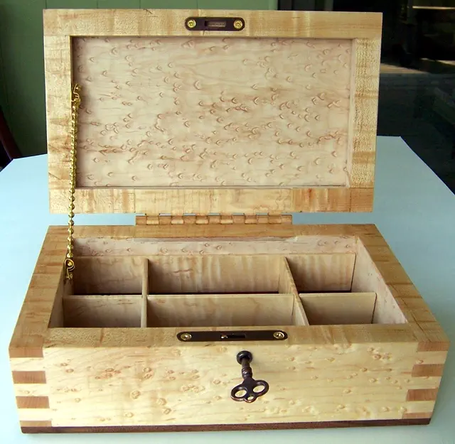 wood lock box with wood hinges