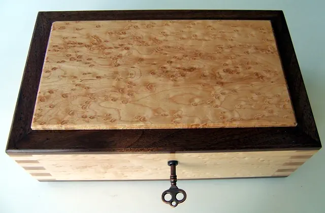 wood lock box with wood hinges