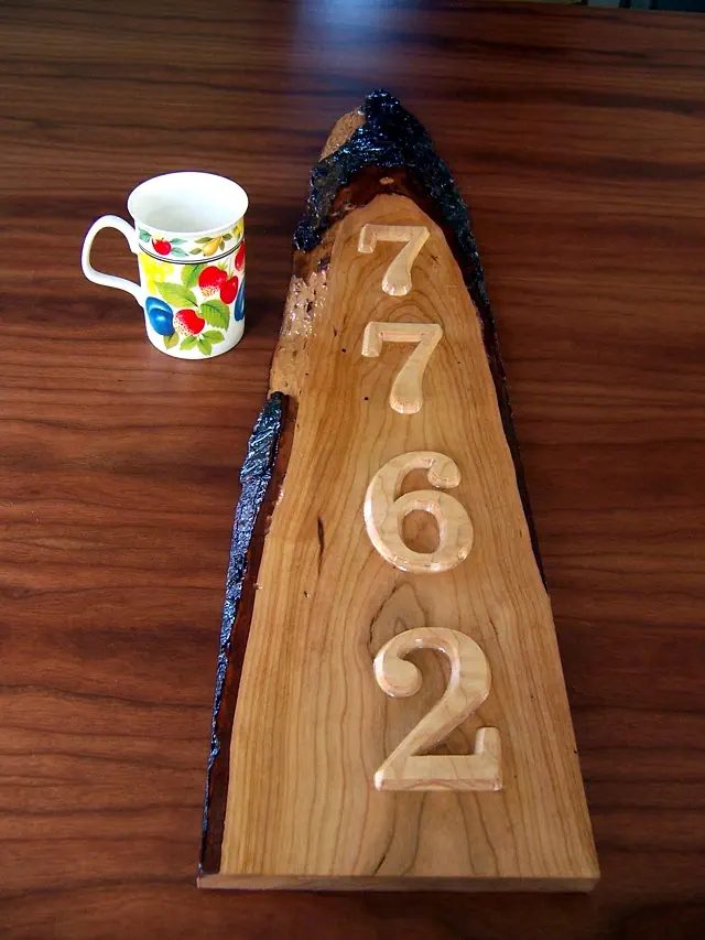 wood live edge house number