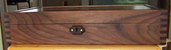walnut wood box for antique crucifix