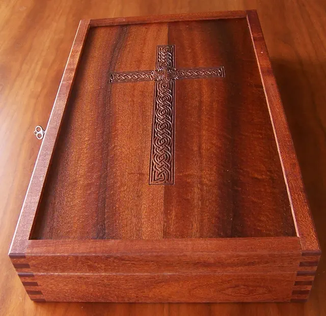 mahogany wood box for antique crucifix