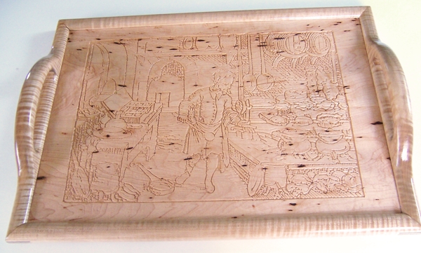 carved wood serving tray