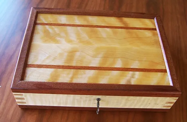 flame birch wood lock box