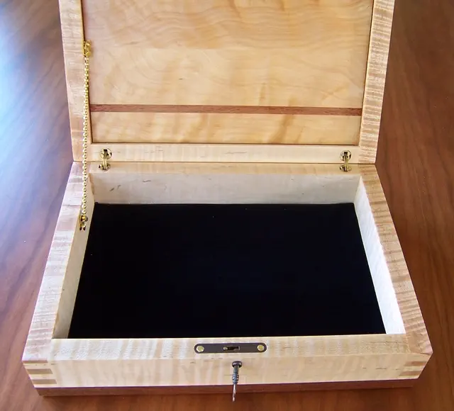 flame birch wood lock box